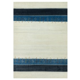 Floral White, Hand Knotted, Tree Design Modern Lori Buft Gabbeh