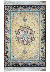 2 x 3 Small Handmade Soft Texture SILK RUG GOLD #F-6131