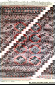 Handmade vintage Uzbek Bukhara rug 2.6' x 3.8' (81cm x 118cm) 1960s