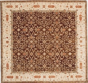 Hand Knotted Agra Caramel Ivory Wool New Oriental Area Rug Carpet 8'10" x 9'3"