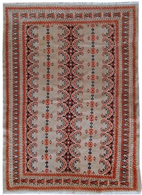 Handmade vintage Uzbek Bukhara rug 4.1' x 5.6' (127cm x 173cm) 1960s