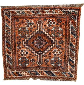 Handmade antique collectible Persian Shiraz bagface 2.6' x 2.8' ( 81cm x 85cm ) 1900s