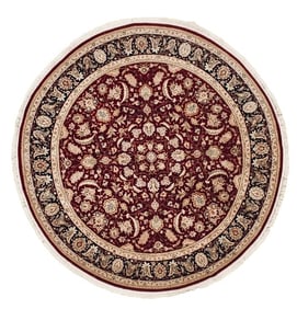 Hand Knotted Round Sino-Tabriz Red Wool Oriental Area Rug Carpet 8' x 8'