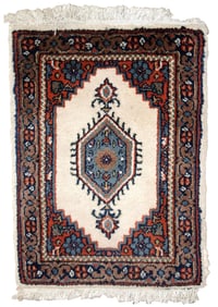 Handmade vintage Persian Hamadan rug 1.3' x 1.9' (41cm x 59cm) 1970s