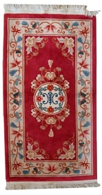 Handmade vintage Art Deco Chinese rug 2.5' x 4.5' ( 77cm x 139cm ) 1970s