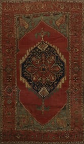 Pre-1900 Vegetable Dye Heriz Serapi Persian Large Rug 10x16