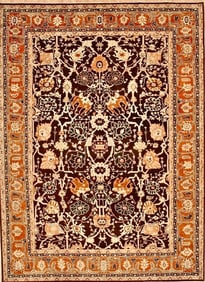 Hand Knotted Indo-Heriz Black Wool Geometric Oriental Area Rug 10'1" x 14'3"