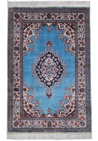 2 x 3 Persian Qum Silk Rug Light Blue #PIX-22719