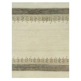 Swan White Lori Buft Gabbeh Tree Soft Wool Hand Knotted Oriental Rug