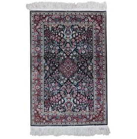 2 x 3 Fine SILK Qum Rug BLACK #PIX-22511