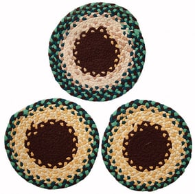 Handmade antique American Braided sit covers rugs 1.2' (38cm) 1940s