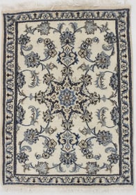 Ivory Classic 3X4 Nain Kashmar Persian Rug