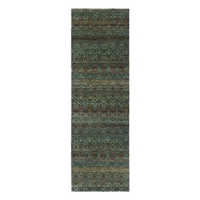 Rust Brown, Hand Knotted, Kohinoor Herat Design 100% Wool Runner Rug