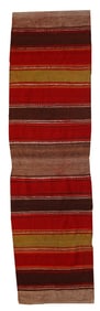 Handmade vintage Persian Ardabil kilim runner 2.6' x 9.5' ( 80cm x 290cm ) 1950s