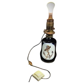 Mid-20th Century Ceramic Lamp Base with Nautical Anchor Design