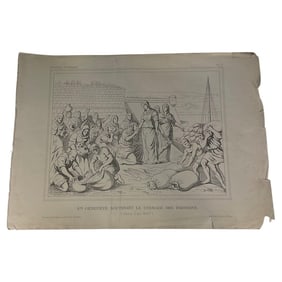 Late 19th-C. French Engraving, "St. Geneviève Inspiring Parisians"