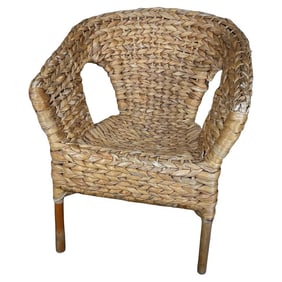 Vintage Art Deco Child's Wicker Armchair – Handwoven Wicker, French