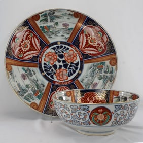 Large Japanese Imari Charger and Bowl c 1910