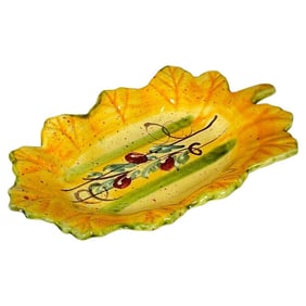 Large 20th Century French Faience Olive Decor Vide-Poche