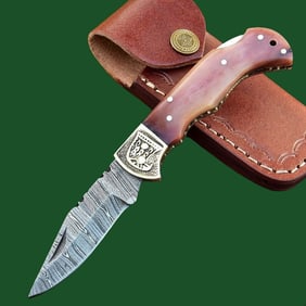 Handmade Pocket Skinning Damascus Steel EDC Knife