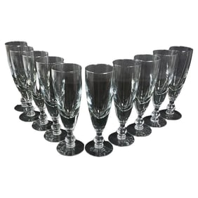 Elegant Set of 10 Large 24 cm Vintage Crystal Wine Glasses, 20th Century