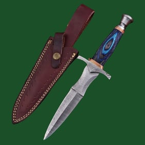 Custom Dagger Boot Damascus Steel Camping Knife
