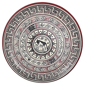 Charming Handmade Rhodes Museum Replica Plate in 750 B.C. Geometric