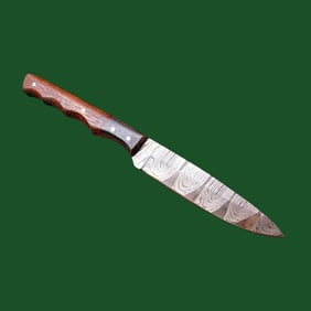 Custom Made Wood Handle EDC Damascus Camping Knife