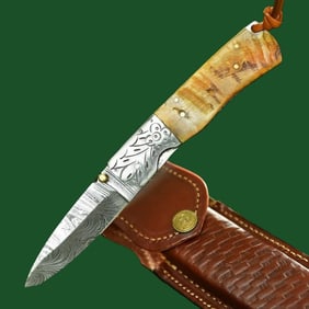 Folding Damascus Pocket Knife Hand Forged Blade