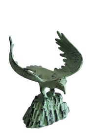 Eagle on Rock, Majestic Aluminum Statue with Green Patina Finish 10″ x 9″ x 11″H