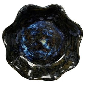 Vintage 20th Century Blue and Black Ceramic Catchall Dish