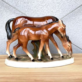 Signed porcelain horses