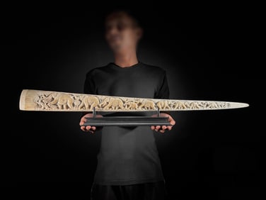 A stunning carved swordfish rostrum - Parade of Savannah elephants