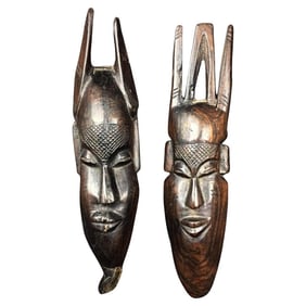 Set of Two African Masks for Hanging – Crafted in Precious Wood