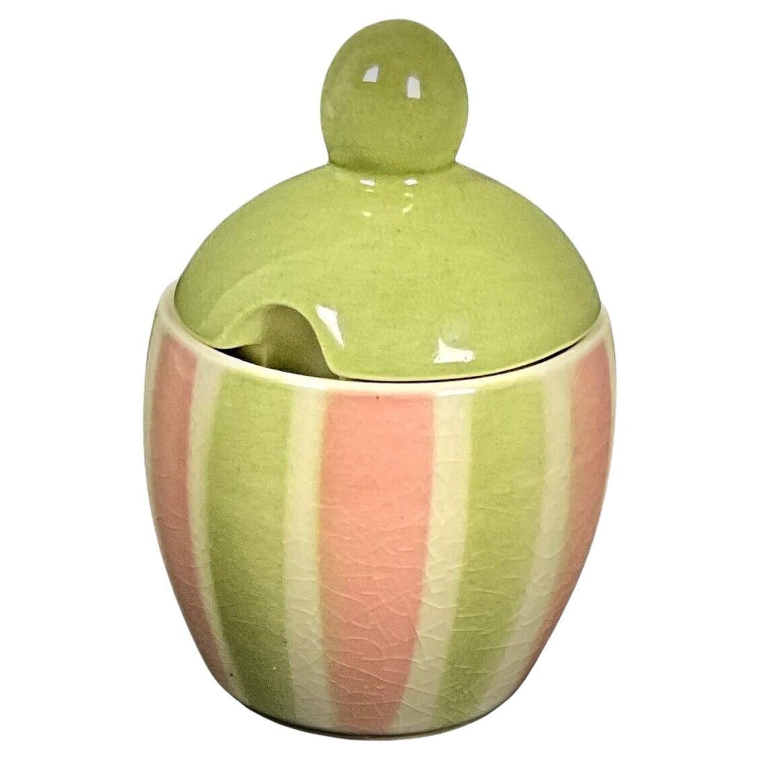 Vintage W. Goebel Mustard Pot – Enameled & Crackled Glaze, West Germany: Title: Vintage W. Goebel Mustard Pot – Enameled & Crackled Glaze, West Germany Origin: France Dimensions:Height: 3.15 in (8 cm)Diameter: 2.37 in (6 cm) Materials:Ceramic Year:20th Century Descri