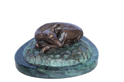 Deer Lazy Days, Small Bronze Statue Signed by Robert Beeler 6″ x 7″ x 3″H