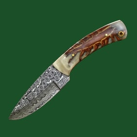 Pinecone Resin Handle Damascus Blade Hunting Knife