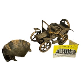 Vintage and Rare 1910 Ford Metal Sculpture on Wooden Base by Ferroantic