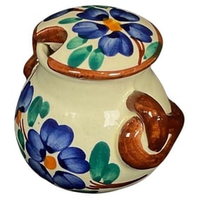 Vintage 20th Century Vallauris Floral Ceramic Pot – 7.5 cm