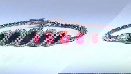 3.33ct natural ruby diamonds bracelet 14kt Gold Five Stage