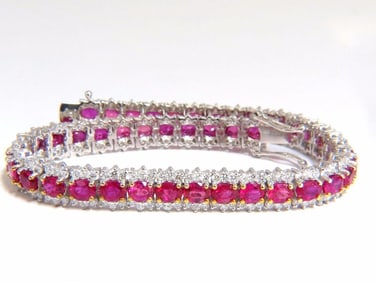 13.81ct bright vivid red natural ruby tennis bracelet 14kt three row