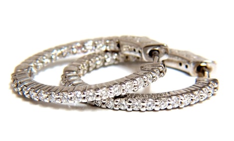 .86ct natural round brilliant in/out diamond hoop earrings 14kt g/vs +