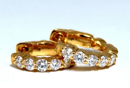 .50ct natural round diamonds inside out hoop earrings button 14 karat .5 inch +