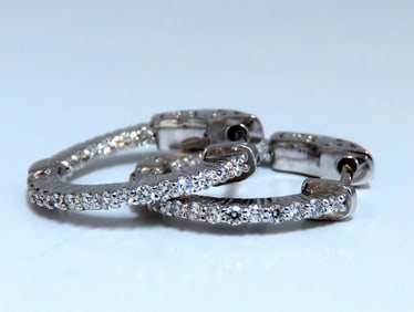 .30ct Natural Diamond Hoop Earrings 14 Karat In / Out +