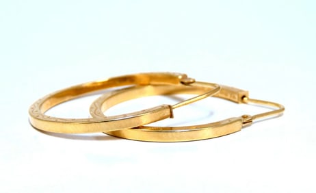 14Kt Gold Tubular Hoop Earrings Classic 26mm diameter +