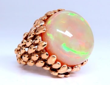 GIA Certified 22.85ct natural cabochon opal ring 18Kt Gold