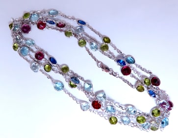 80ct Natural Aquamarine Peridot Garnet Tourmaline Necklace 14kt 12520**