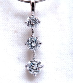 Three Drop Natural Diamonds Pendant Necklace 14kt 12517**