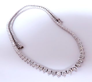 13.20ct Natural Diamonds Riviera Tennis Necklace 14kt Gold 12523**