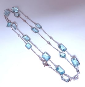 40ct Natural Aquamarine Yard Necklace 14kt 12511**